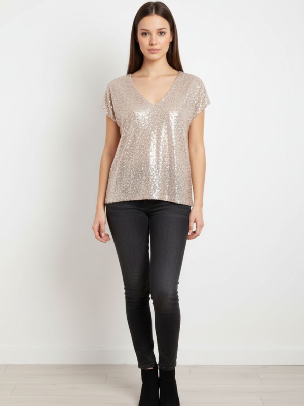 Gold blouse with sequins