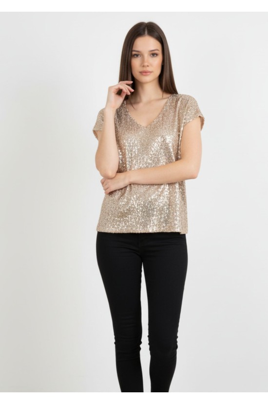 Gold blouse with sequins