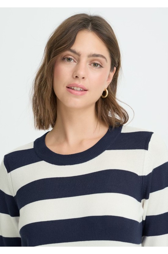 Πλεκτή Μπλούζα Ριγέ Blue