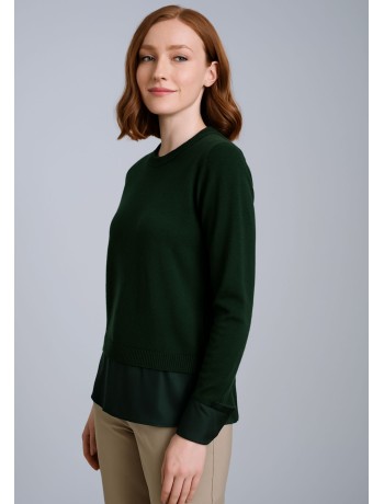 Πράσινη Μπλούζα με Σατινέ Τελείωμα