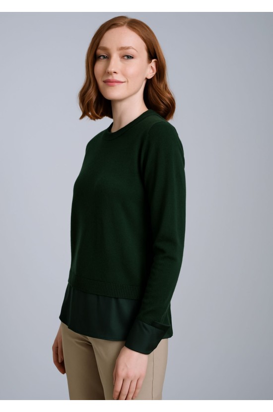 Πράσινη Μπλούζα με Σατινέ Τελείωμα Πράσινη Μπλούζα με Σατινέ Τελείωμα