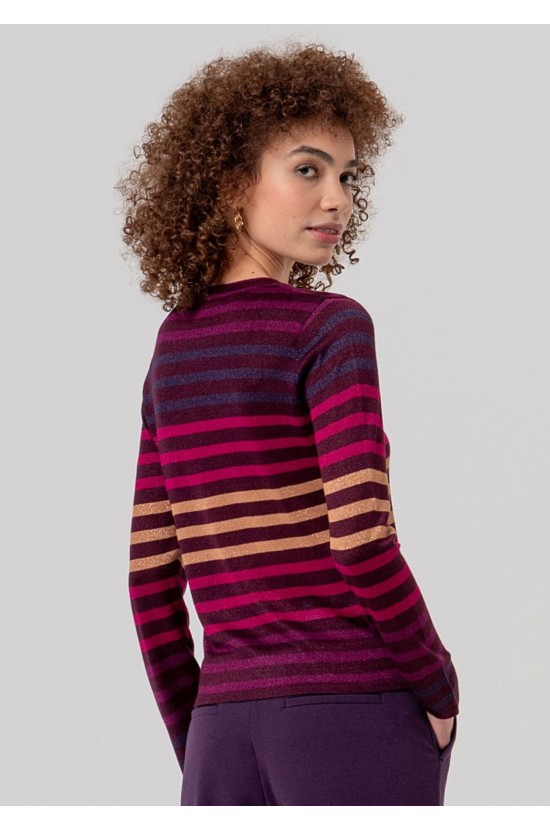 Striped Purple-Bordeaux Blouse Striped Purple-Bordeaux Blouse