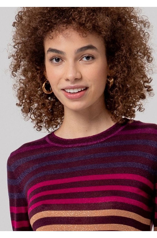 Striped Purple-Bordeaux Blouse Striped Purple-Bordeaux Blouse
