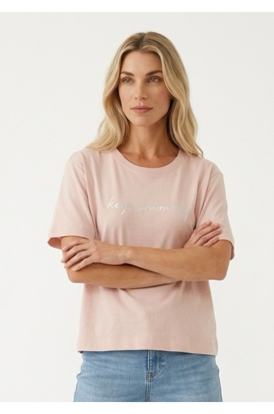 Ροζ T-shirt Mε Minimal Print
