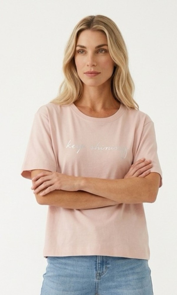 Ροζ T-shirt Mε Minimal Print Ροζ T-shirt Mε Minimal Print