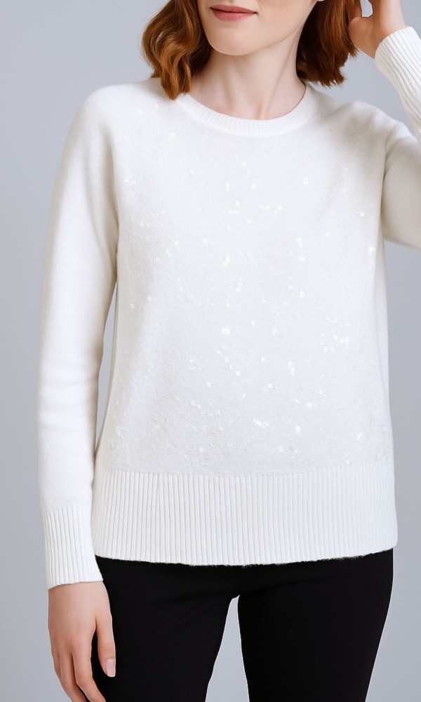 Λευκή Μπλούζα Με Λεπτομέρειες Παγιέτας