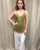 Olive Satin Top