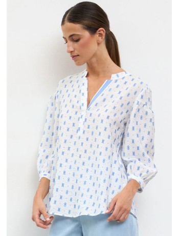 Printed Shirt with Balloon Sleeves