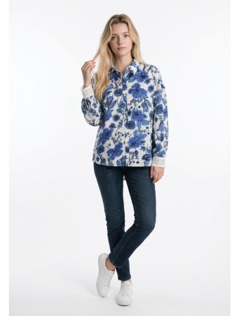 Floral Πουκάμισο Με Μπλε Print