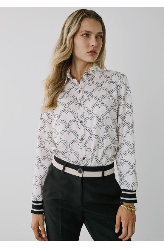 Shirt White With Hearts Pattern