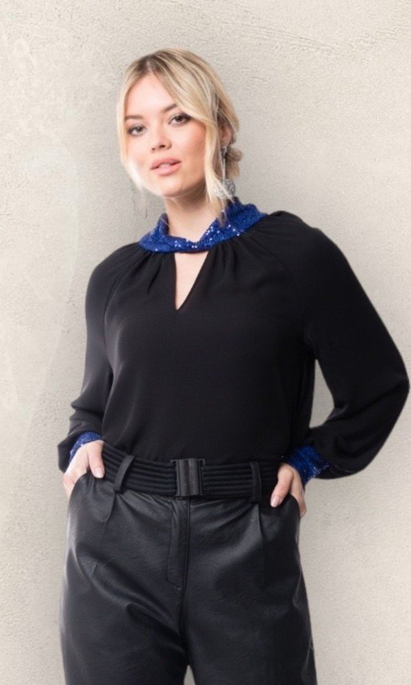 Πουκάμισο Μαύρο Με Παγιέτα 