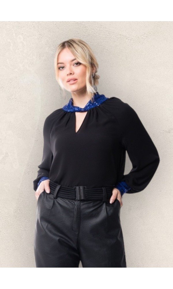 Πουκάμισο Μαύρο Με Παγιέτα 