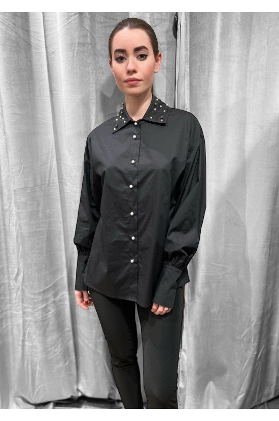 Shirt Black With Pearls