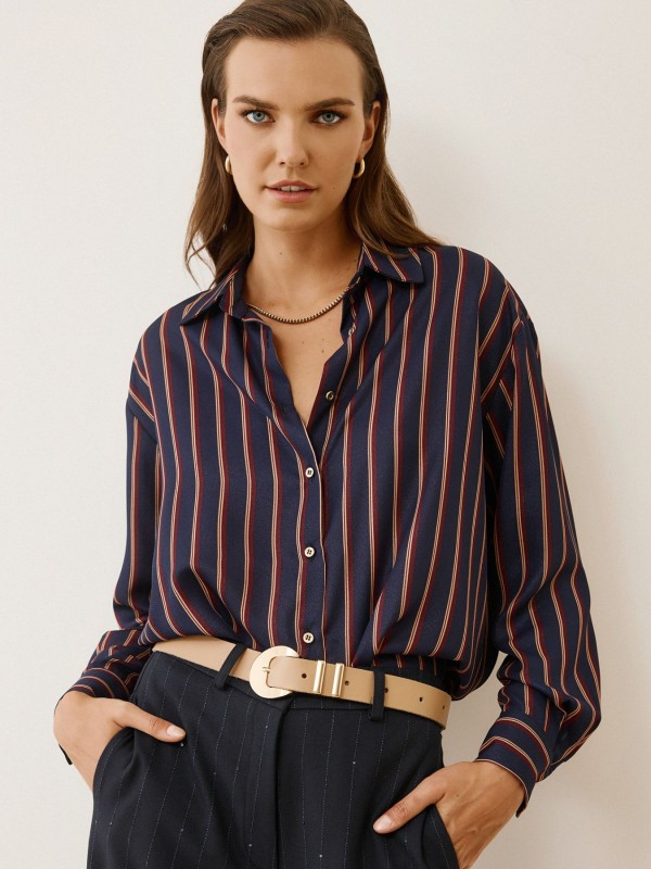 Πουκάμισο Ριγέ Μπορντό