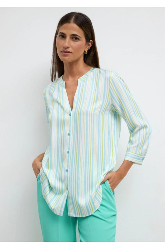 Ριγέ Πουκάμισο σε Mint & Sky Blue Αποχρώσεις