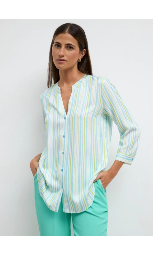 Ριγέ Πουκάμισο σε Mint & Sky Blue Αποχρώσεις