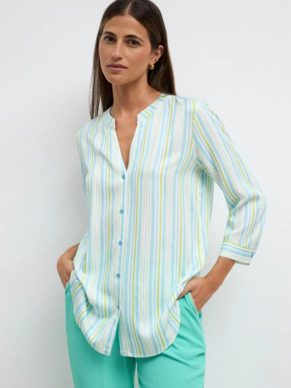 Striped Shirt in Mint & Sky Blue Shades