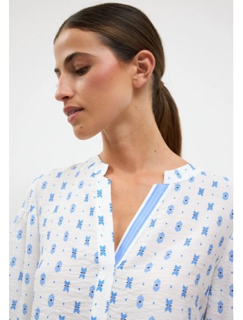 Printed Shirt with Balloon Sleeves