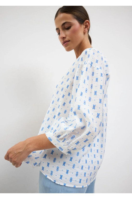 Printed Shirt with Balloon Sleeves