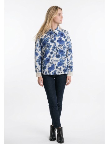 Floral Πουκάμισο Με Μπλε Print