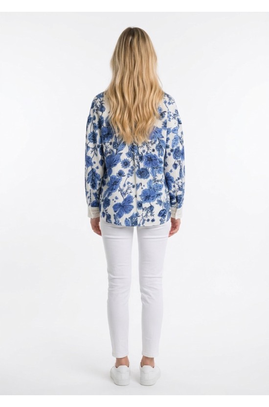 Floral Πουκάμισο Με Μπλε Print