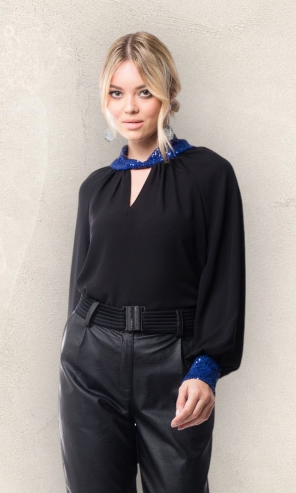 Πουκάμισο Μαύρο Με Παγιέτα 