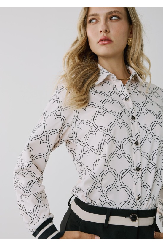 Shirt White With Hearts Pattern