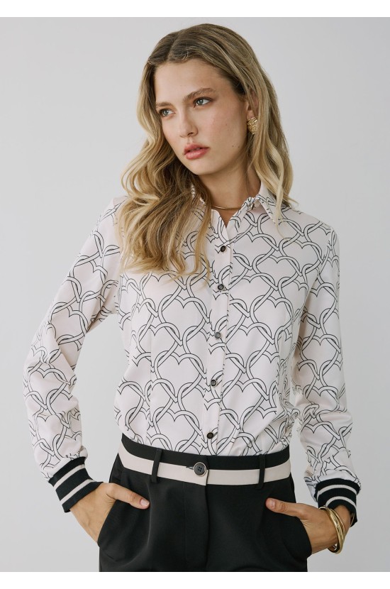 Shirt White With Hearts Pattern