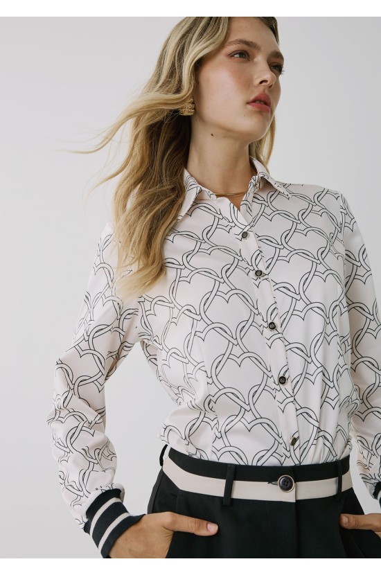 Shirt White With Hearts Pattern