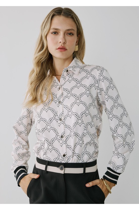 Shirt White With Hearts Pattern