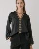 Black shirt with V and knitted design