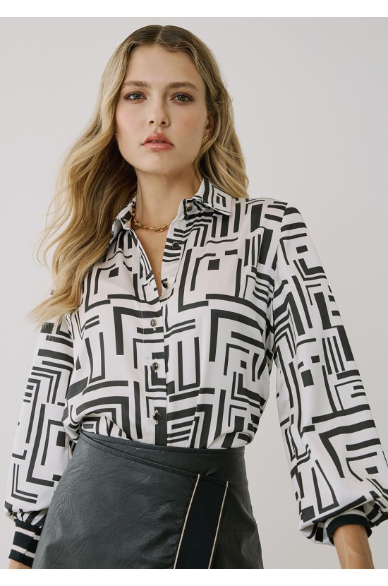 Satin shirt Black and white