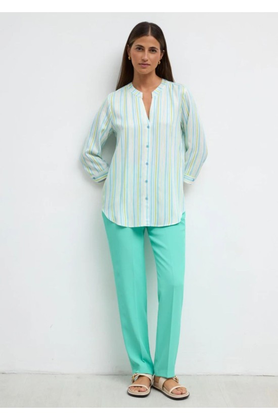 Ριγέ Πουκάμισο σε Mint & Sky Blue Αποχρώσεις