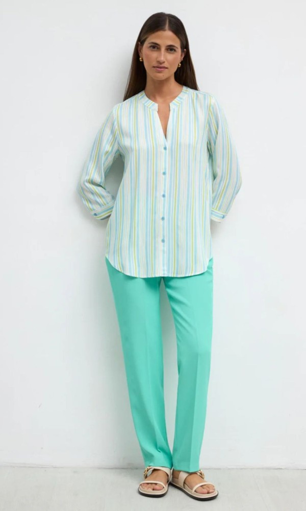 Ριγέ Πουκάμισο σε Mint & Sky Blue Αποχρώσεις Ριγέ Πουκάμισο σε Mint & Sky Blue Αποχρώσεις
