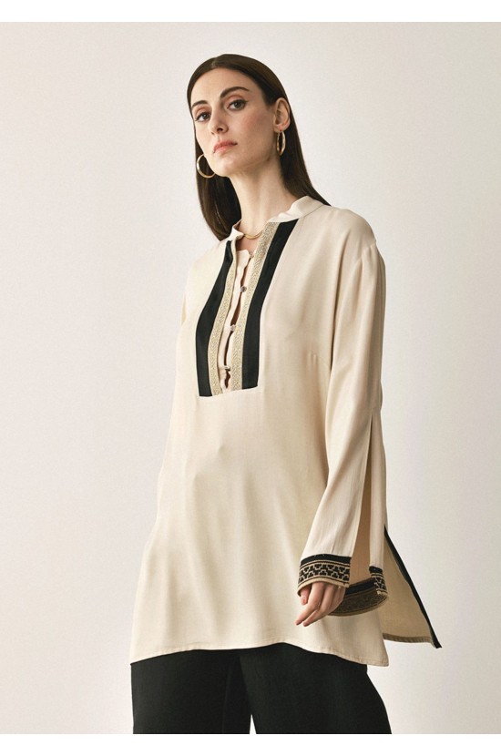 Tunic Beige with embroidery