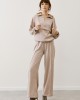 Hooded Sweatshirt & Wide-Leg Pants – Beige