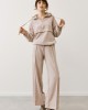 Hooded Sweatshirt & Wide-Leg Pants – Beige