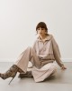 Hooded Sweatshirt & Wide-Leg Pants – Beige