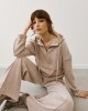 Hooded Sweatshirt & Wide-Leg Pants – Beige