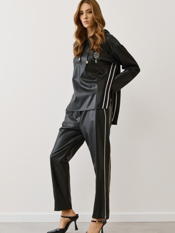 Leather Set with Hood & Stripes