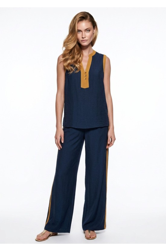 Navy set with camel details Navy set with camel details