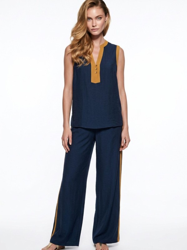 Navy set with camel details