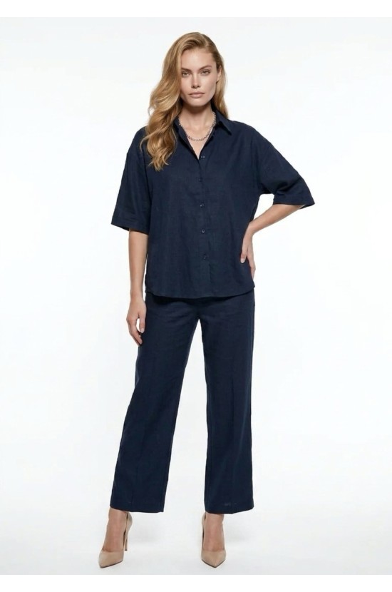 Σετ Πουκάμισο & Cropped Παντελόνι με Λάστιχο