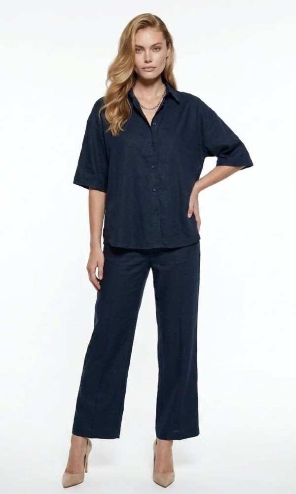 Σετ Πουκάμισο & Cropped Παντελόνι με Λάστιχο