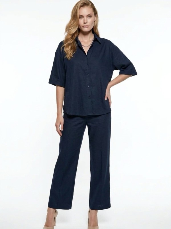 Shirt & Cropped Pants Set with Elastic Waistband