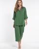 Σετ Πουκάμισο & Cropped Παντελόνι με Λάστιχο Emerald Green