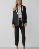 Black suit with white stripe