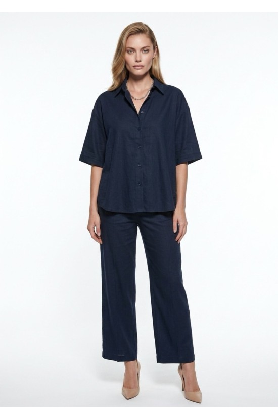 Σετ Πουκάμισο & Cropped Παντελόνι με Λάστιχο