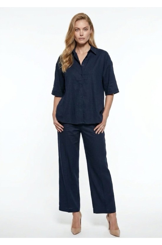 Σετ Πουκάμισο & Cropped Παντελόνι με Λάστιχο