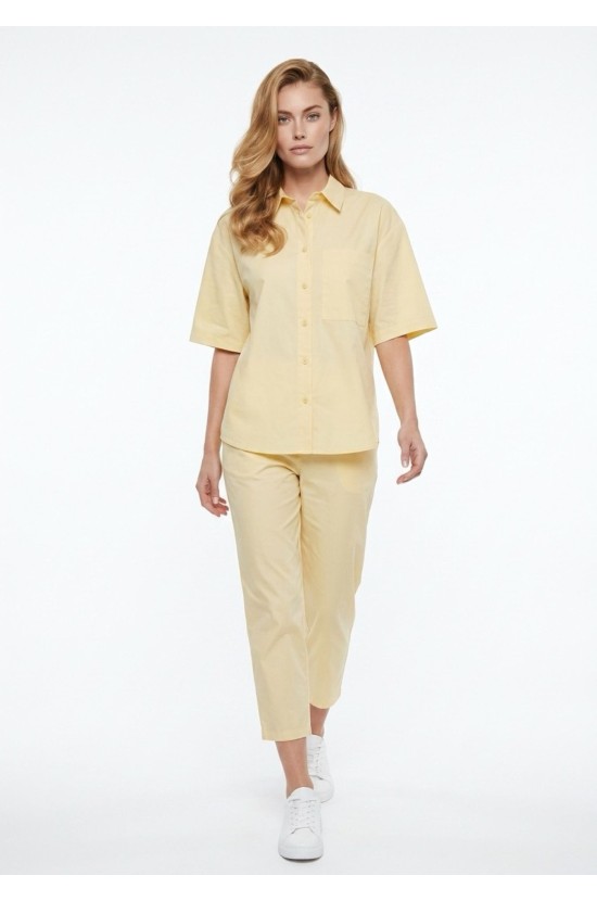 Σετ Πουκάμισο & Cropped Παντελόνι με Λάστιχο Butter Yellow